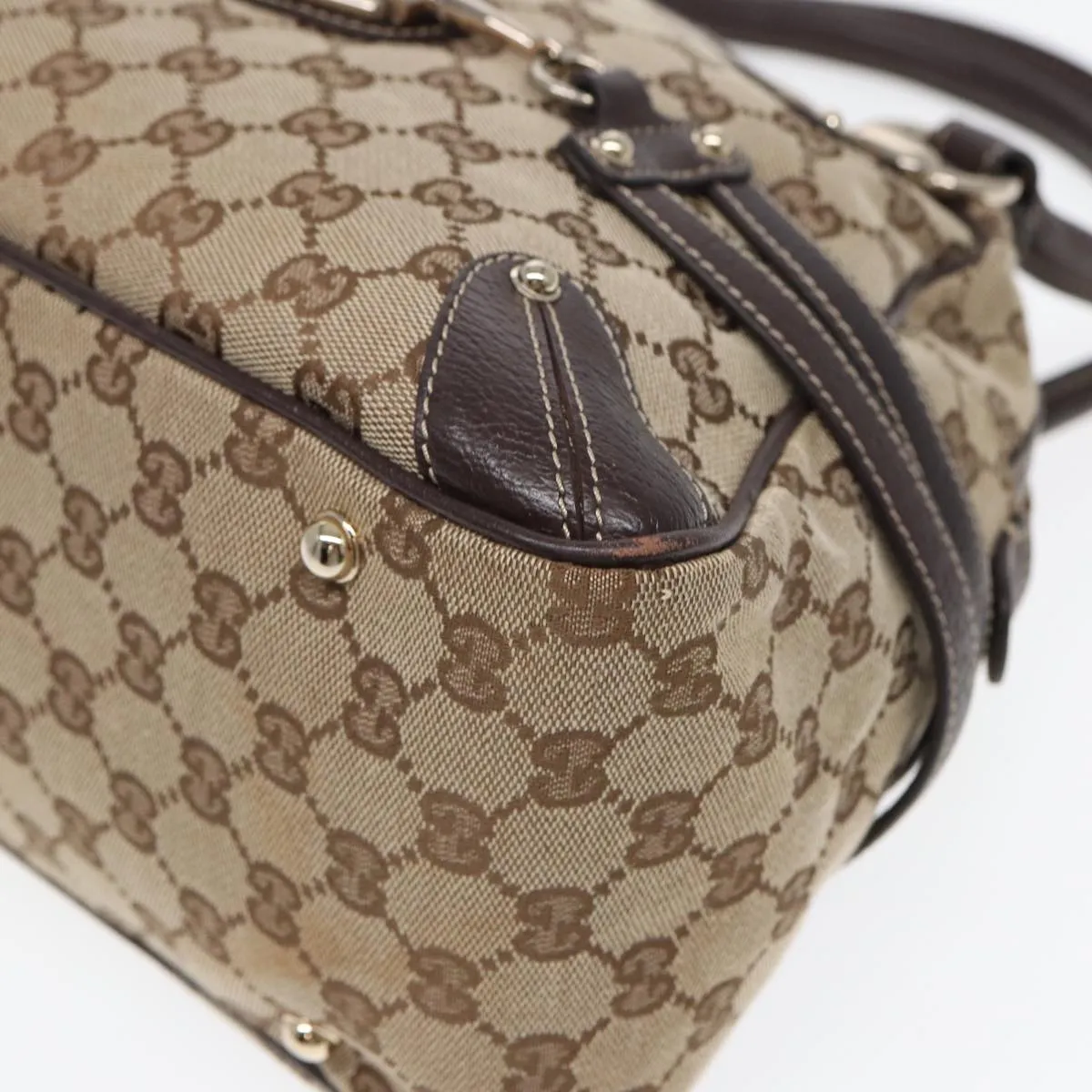 GUCCI Horsebit GG Canvas Boston Bag Beige 159398 mr355