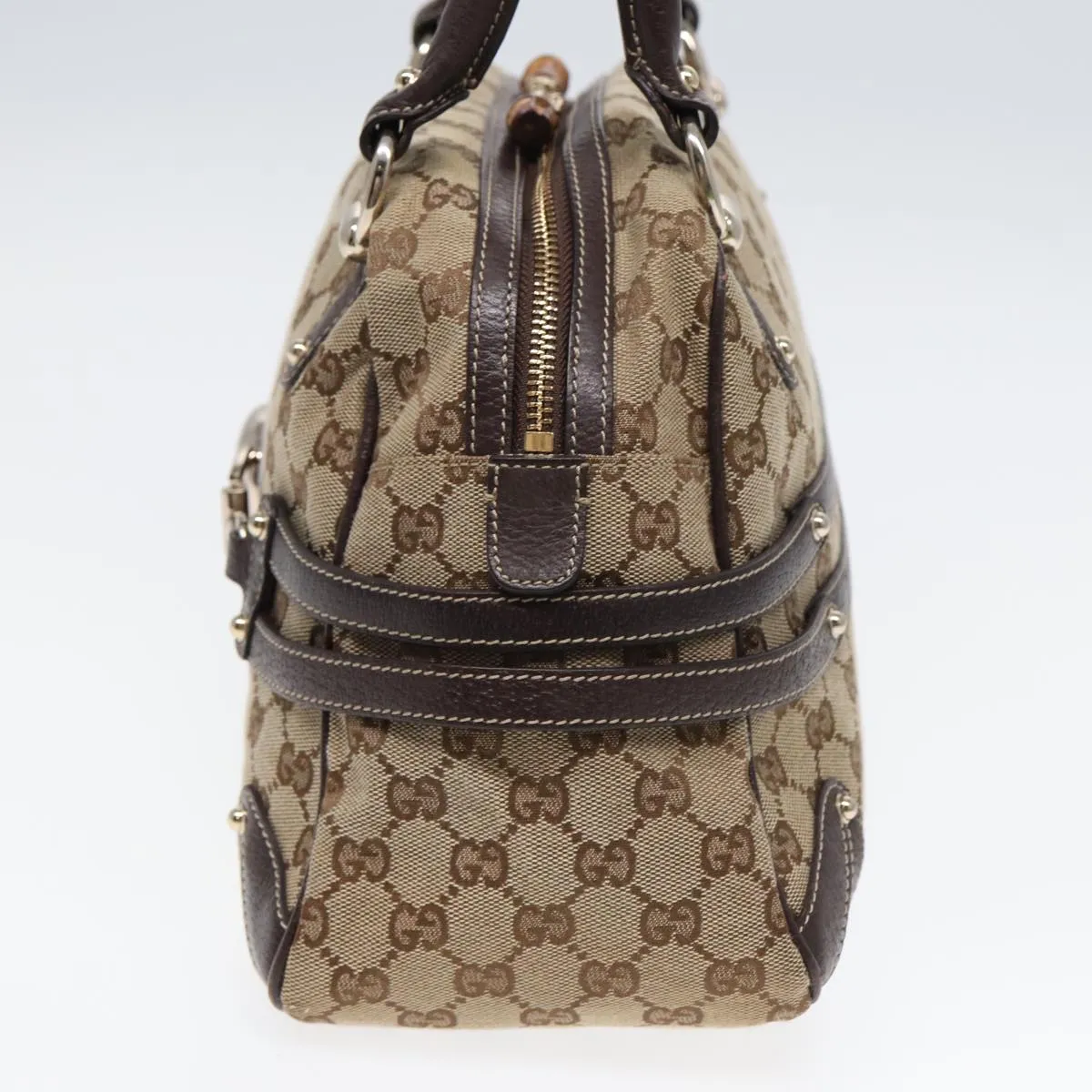 GUCCI Horsebit GG Canvas Boston Bag Beige 159398 mr355