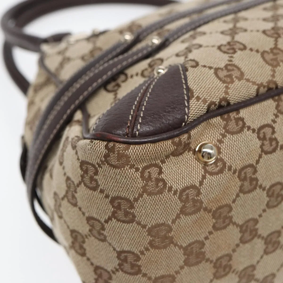 GUCCI Horsebit GG Canvas Boston Bag Beige 159398 mr355
