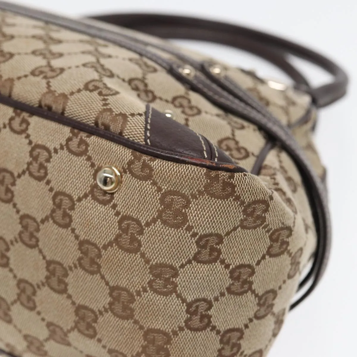 GUCCI Horsebit GG Canvas Boston Bag Beige 159398 mr355