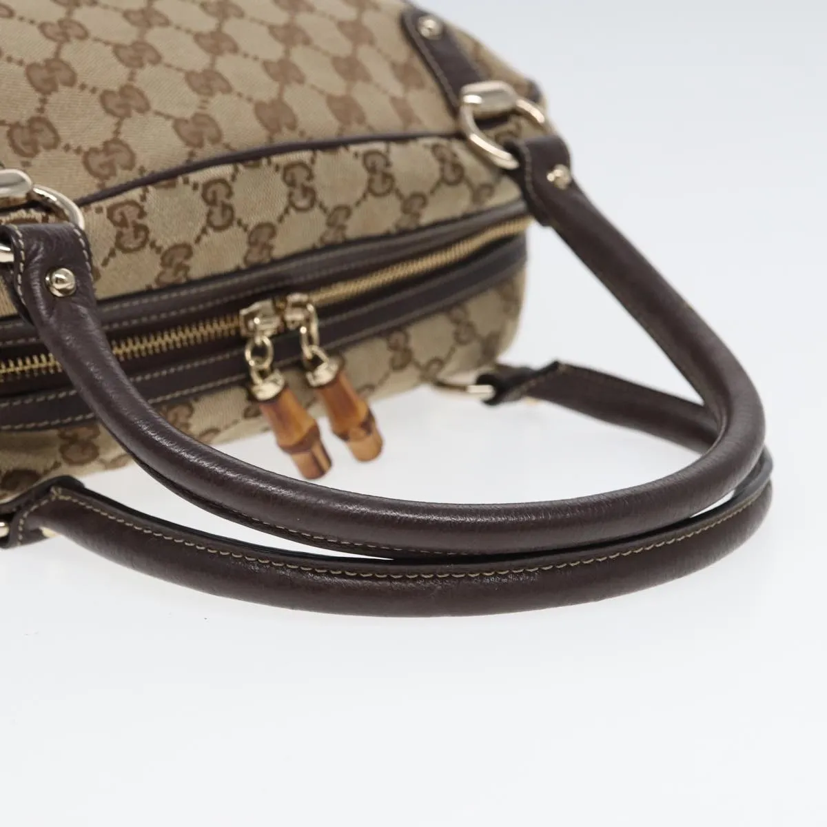 GUCCI Horsebit GG Canvas Boston Bag Beige 159398 mr355
