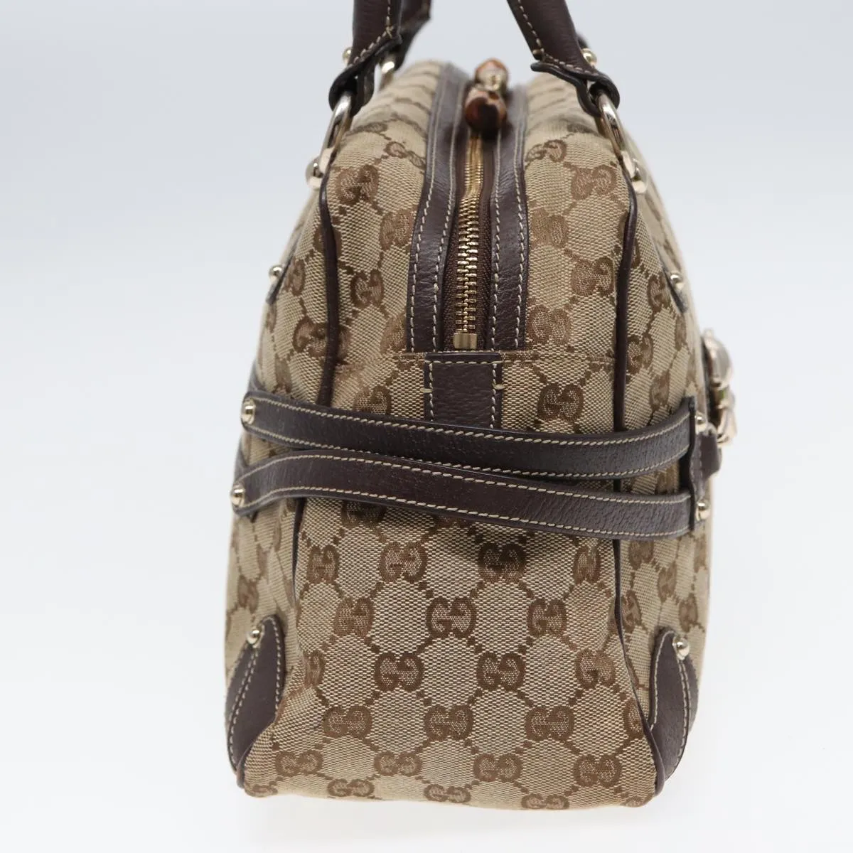 GUCCI Horsebit GG Canvas Boston Bag Beige 159398 mr355