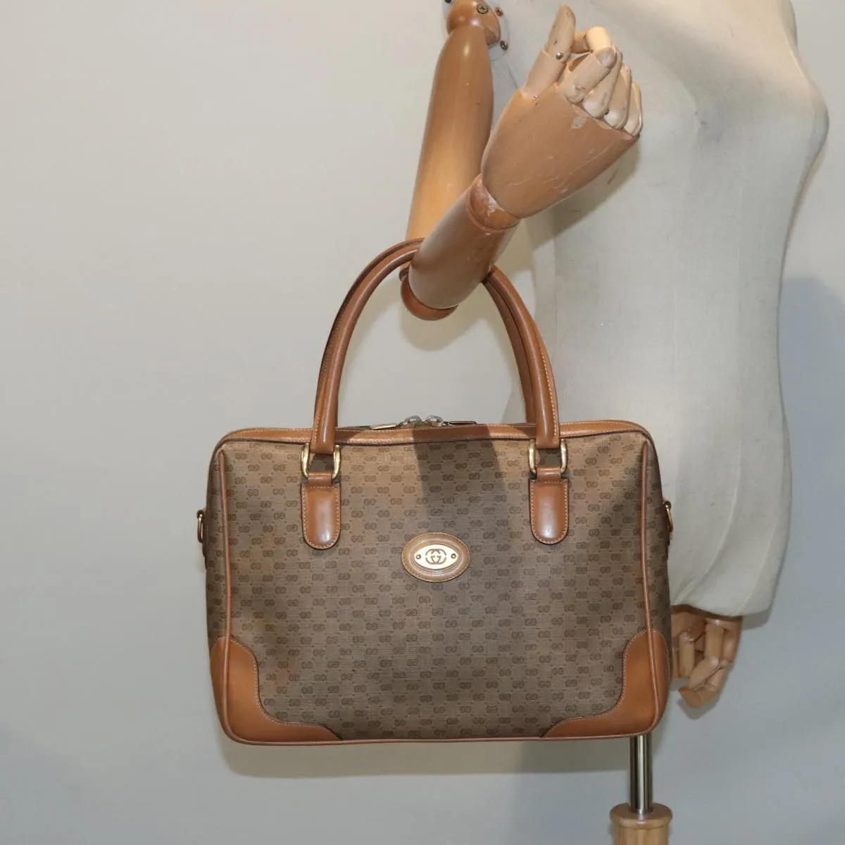 GUCCI Micro GG Supreme Mini Boston Bag PVC Beige 002 084 0033 ki4936