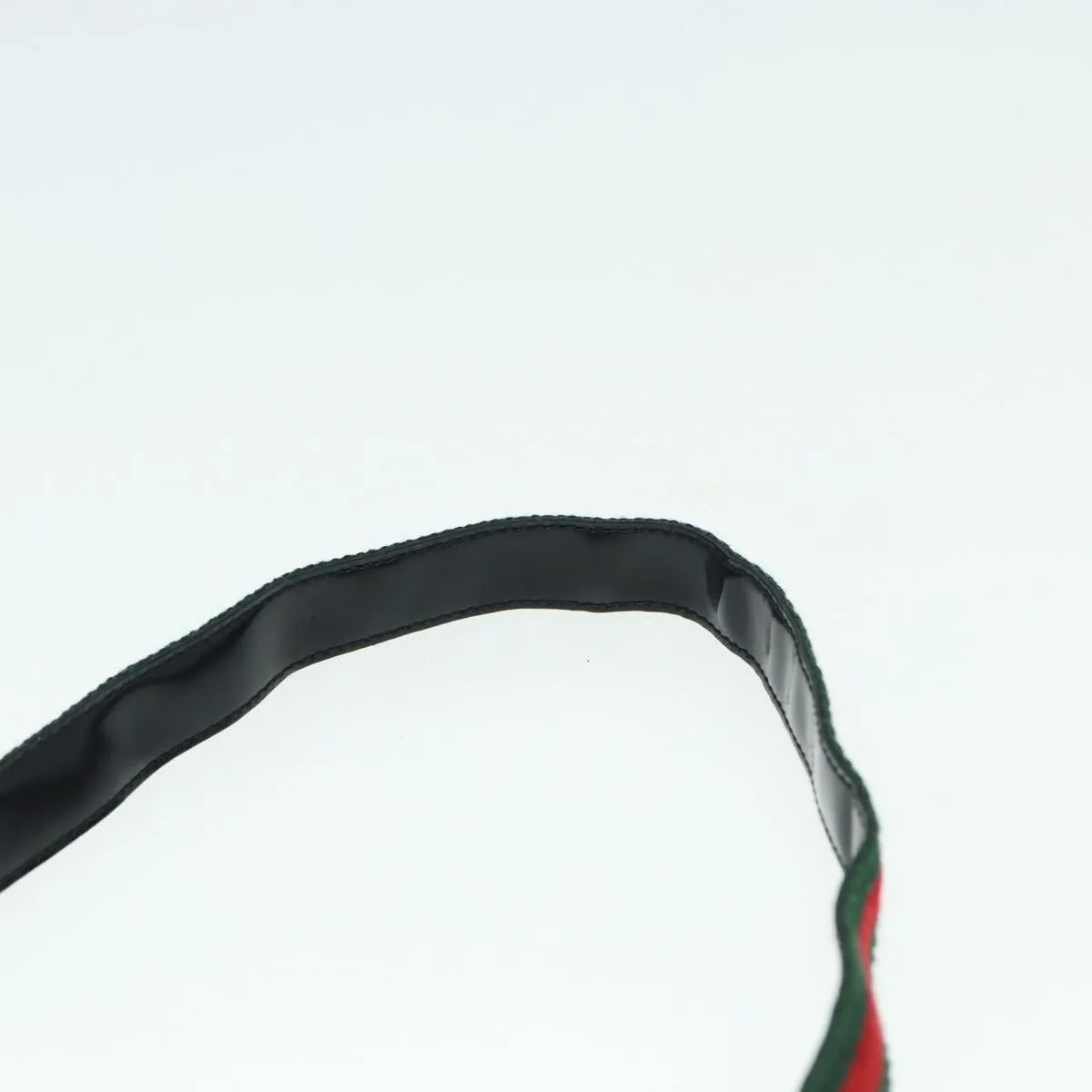 GUCCI Web Sherry Line Shoulder Bag Patent Leather Black Red 0013248 Auth yk14343