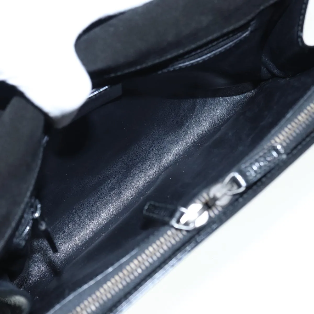 GUCCI Web Sherry Line Shoulder Bag Patent Leather Black Red 0013248 Auth yk14343
