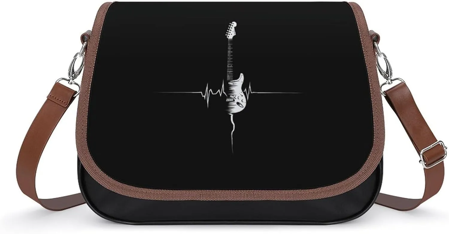 Guitar EKG Heartbeat Crossbody Bags for Women Trendy Shoulder Satchel Purses Messenger Bag