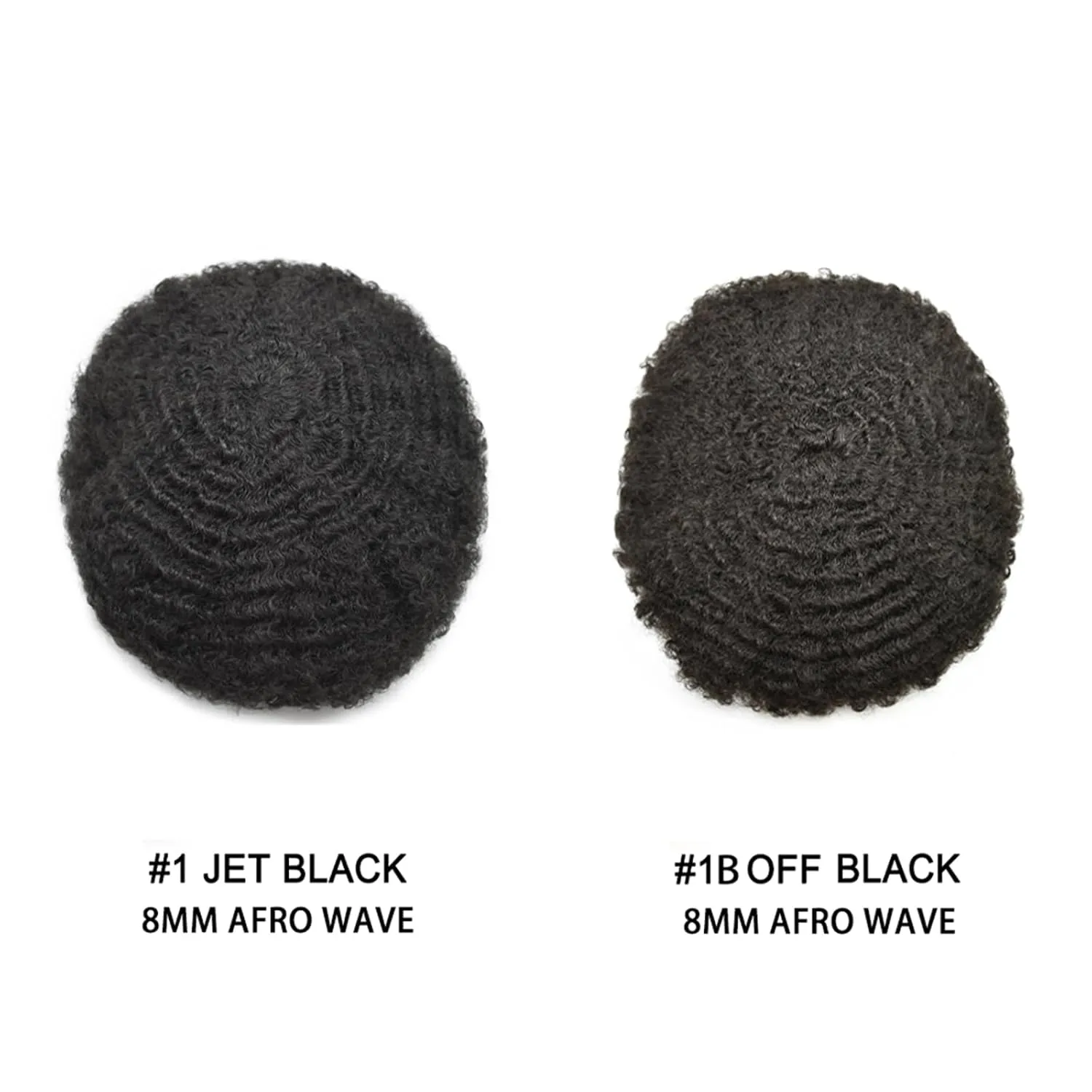 Hair Units for Black Mens Afro Toupee Curly Human Hair Replacement Full Lace Mens Hairpiece System Coily Hair Piece Men Weave Units (1# Jet Black, 8MM Afro Wavy)