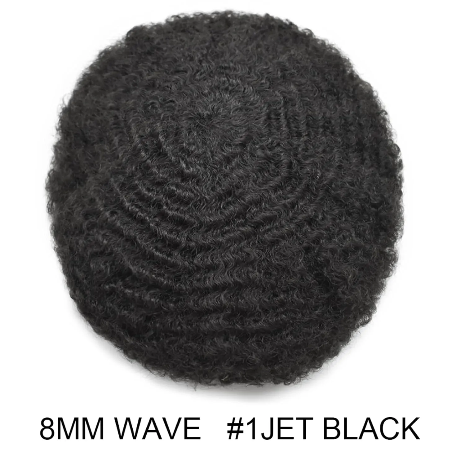 Hair Units for Black Mens Afro Toupee Curly Human Hair Replacement Full Lace Mens Hairpiece System Coily Hair Piece Men Weave Units (1# Jet Black, 8MM Afro Wavy)
