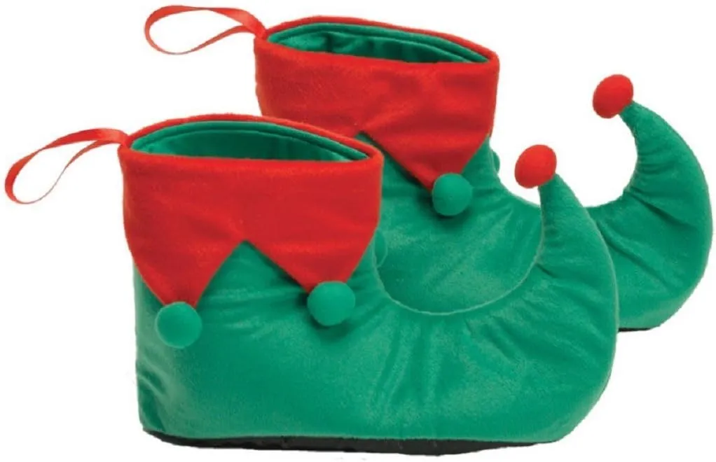 Halco, Elf Shows, Red & Green Shoes Trimmed with POm-Poms and Vinyl Bottoms, Christmas Clothing