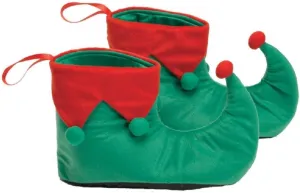 Halco, Elf Shows, Red & Green Shoes Trimmed with POm-Poms and Vinyl Bottoms, Christmas Clothing