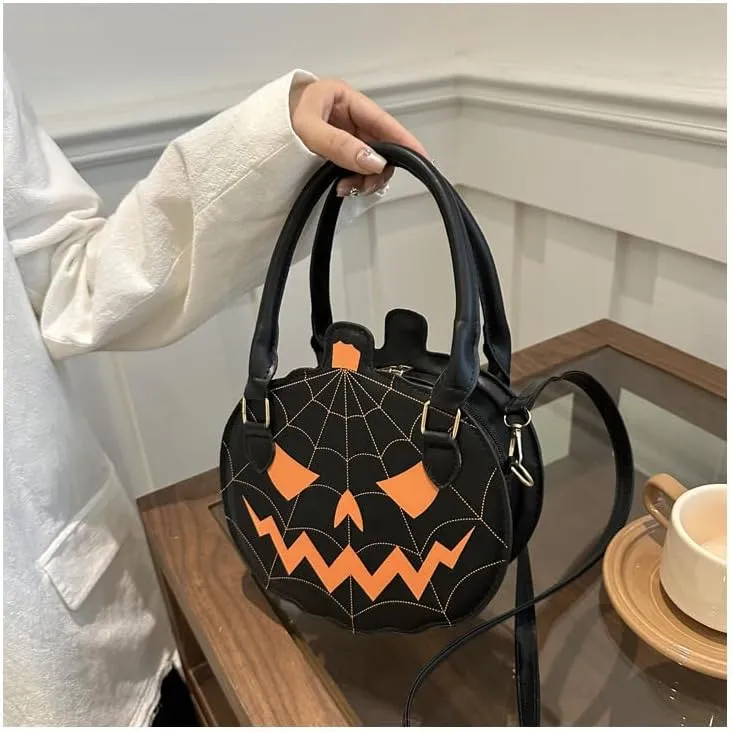 Halloween Purse Pumpkin Purse Crossbody Bag Novelty Devil Shoulder Bag PU Leather Halloween Pumpkin Crossbody Purse