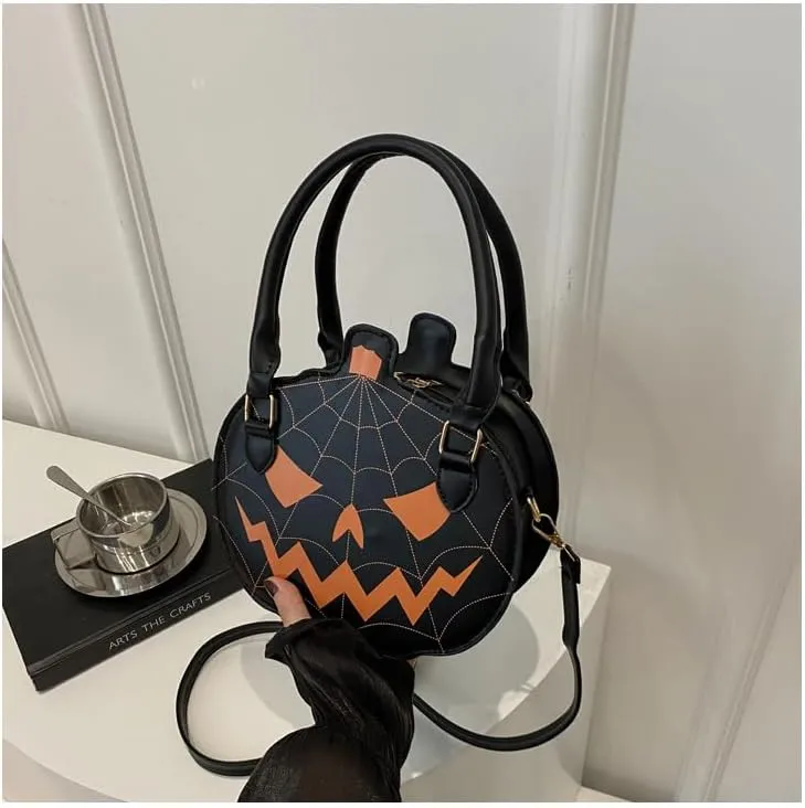Halloween Purse Pumpkin Purse Crossbody Bag Novelty Devil Shoulder Bag PU Leather Halloween Pumpkin Crossbody Purse