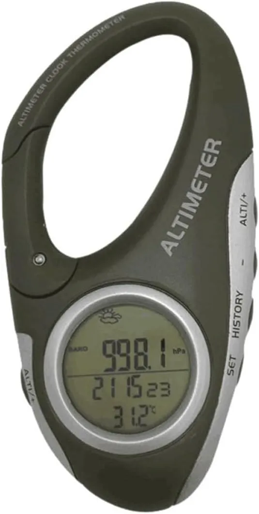 Handheld Carabiner Barometer with Altimeter and Thermometer Lightweight Portable Device for Mountain Climbing Weather Prediction Up to Present for Outdoor