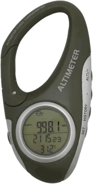 Handheld Carabiner Barometer with Altimeter and Thermometer Lightweight Portable Device for Mountain Climbing Weather Prediction Up to Present for Outdoor