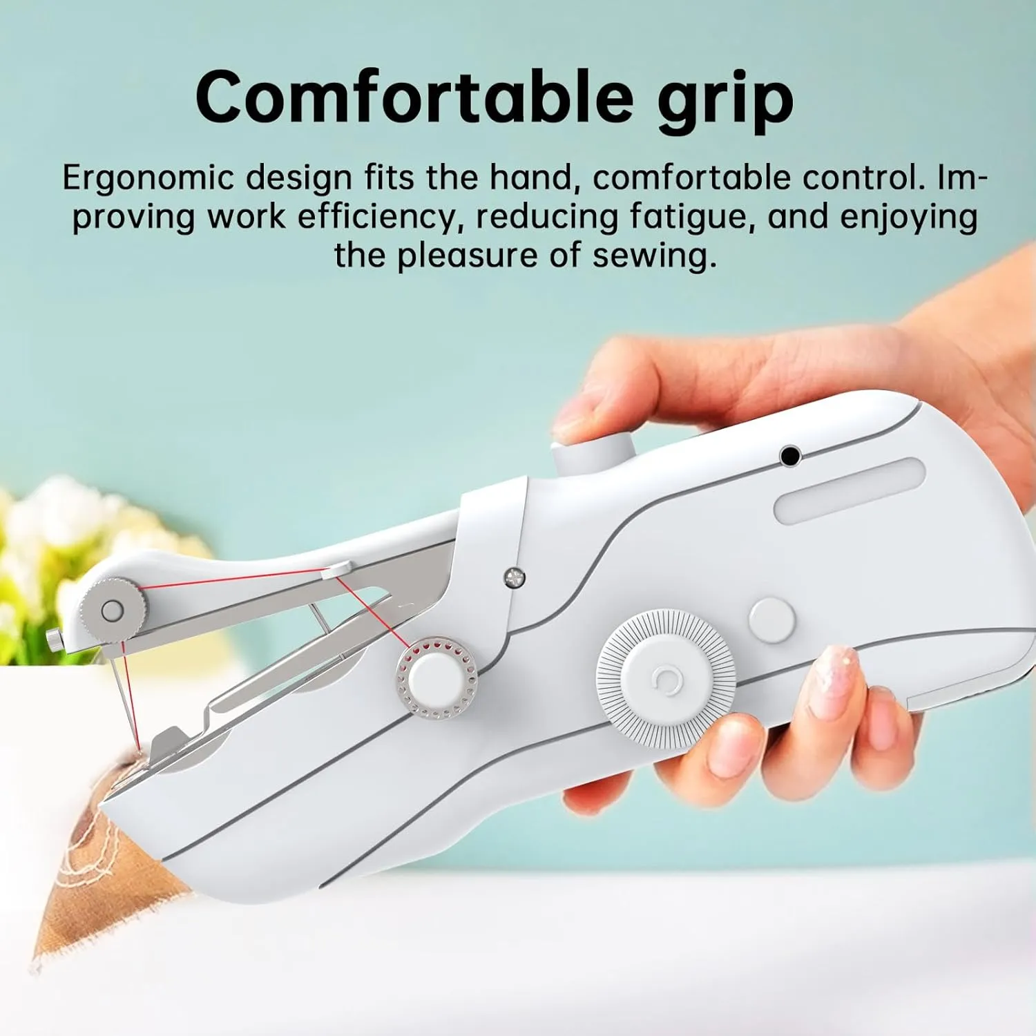 Handheld Sewing Machine, Portable Sewing Machine with Storage, Electric Switch, Two Speed Modes,Easy to Operate,Portable Mini Sewing Machine.White with accessories