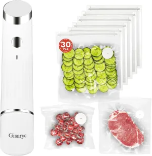 Handheld Vacuum Sealer for Food, Portable Cordless Sealer with 30 Reusable Bags for Sous Vide and Airtight Food Storage (Vacuum Sealer   30 Bags)