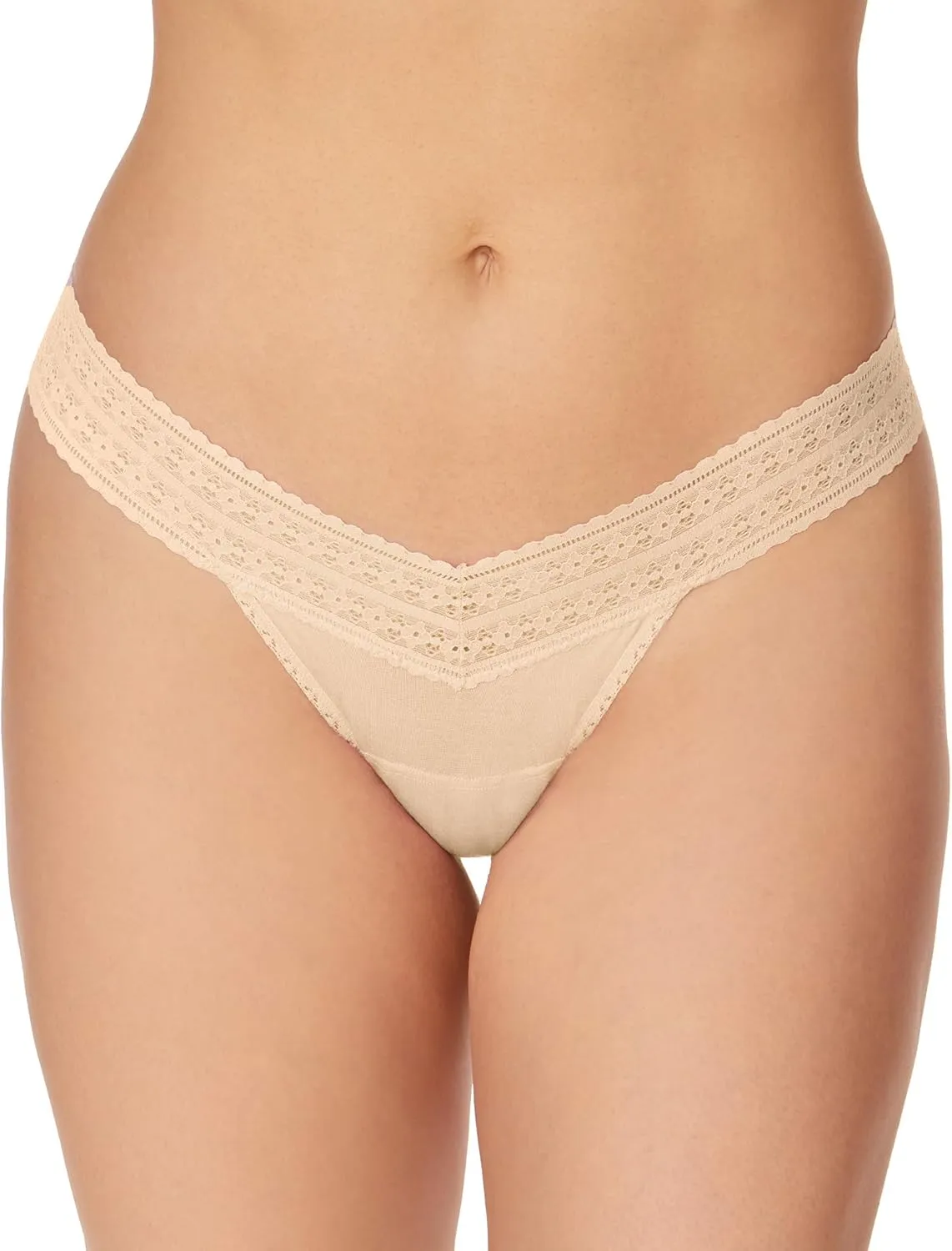hanky panky - Dreamease Low Rise Thongs for Women | Lacy Lingerie Underwear, Eco Cotton Panties | One Size (2-12) | 3 Pack
