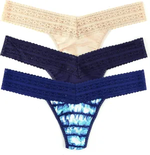 hanky panky - Dreamease Low Rise Thongs for Women | Lacy Lingerie Underwear, Eco Cotton Panties | One Size (2-12) | 3 Pack