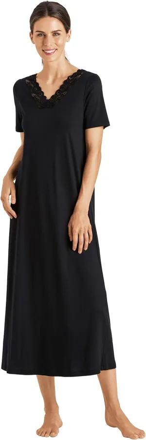 HANRO Women's Moments Short Sleeve Long Gown
