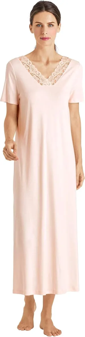 HANRO Women's Moments Short Sleeve Long Gown