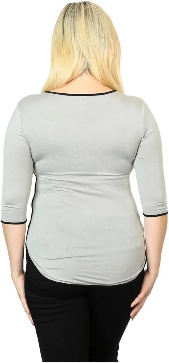 Harley-Davidson Women's Thorn Rose Forever Wild 3/4 Sleeve T-Shirt, Gray