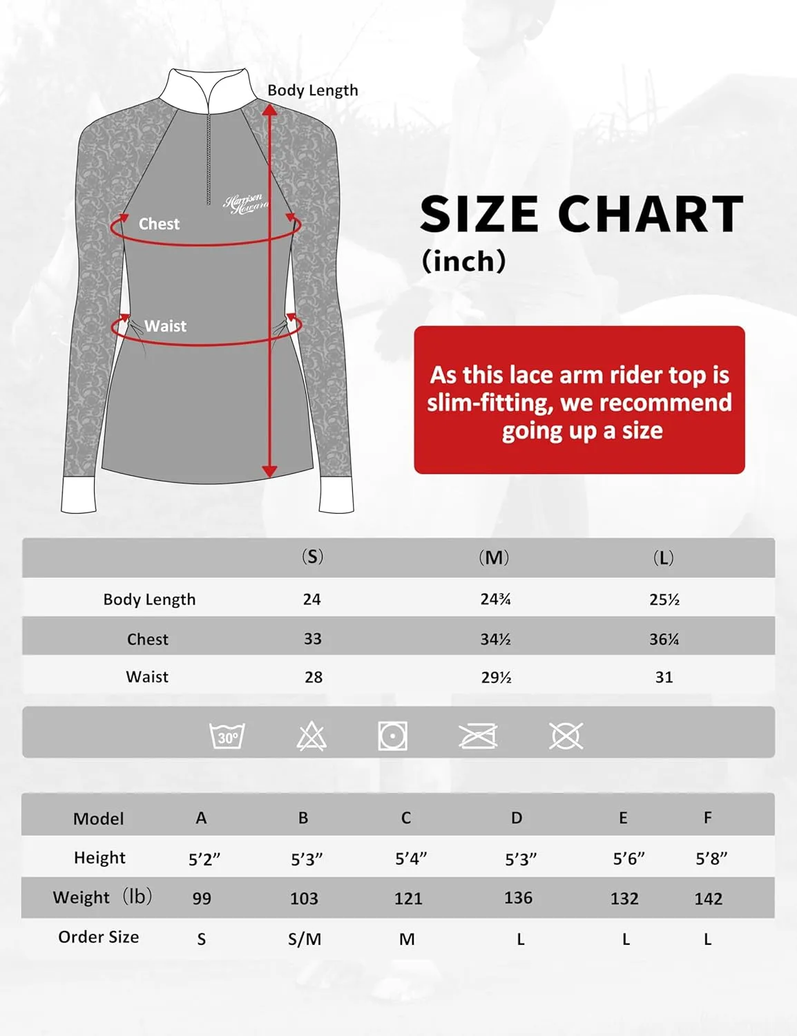 Harrison Howard Women's Slim Fit Long Sleeve Equestrian Show Shirt with Lace Sleeves Elegant Female Lace Top