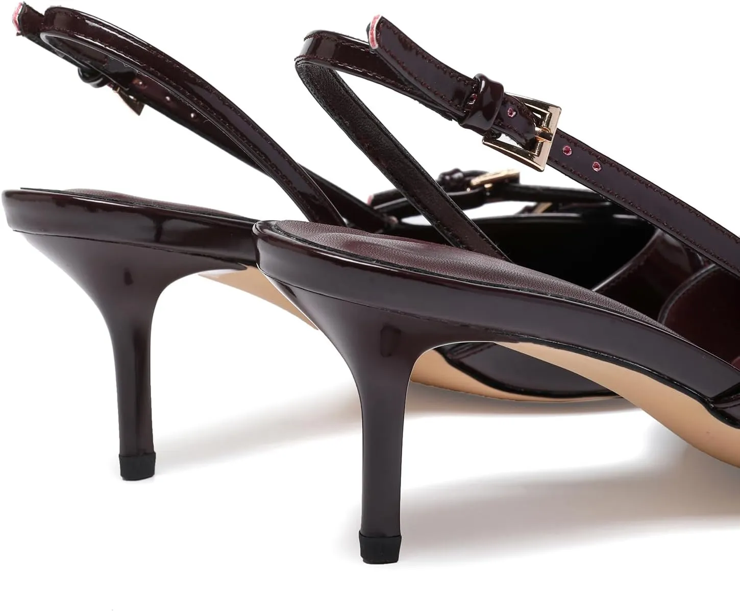 Heeled Slingback Kitten Heels for Women Closed Pointed Toe Pumps with Buckles
