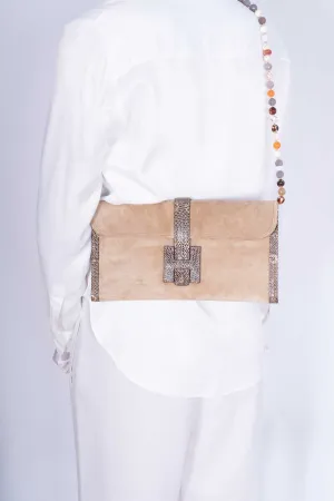 Hermès Jige Elan Clutch Sable Doblis Suede and Ombré Lizard