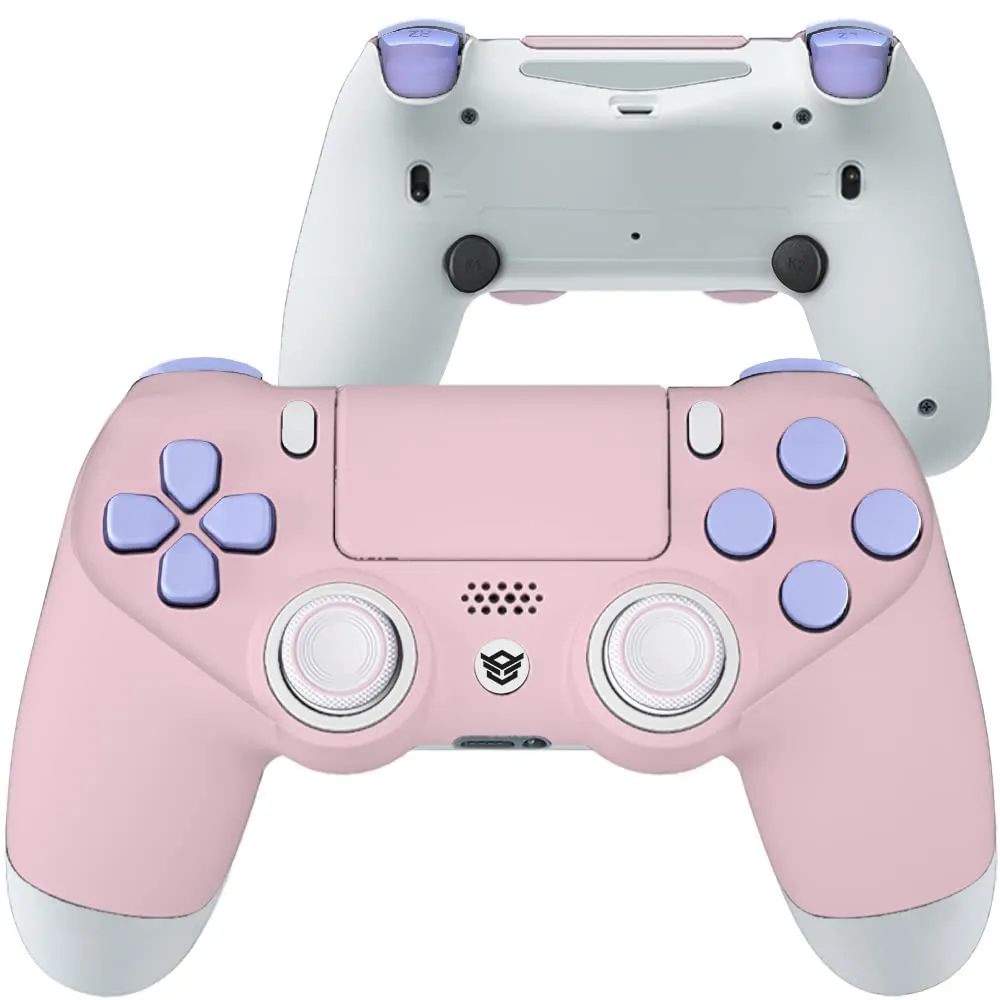 HEXGAMING NEW SPIKE 2 Back Buttons & Interchangeable Thumbsticks & Triggers Stop Compatible with ps4 Pro Controller with Paddles - Pink Violet White