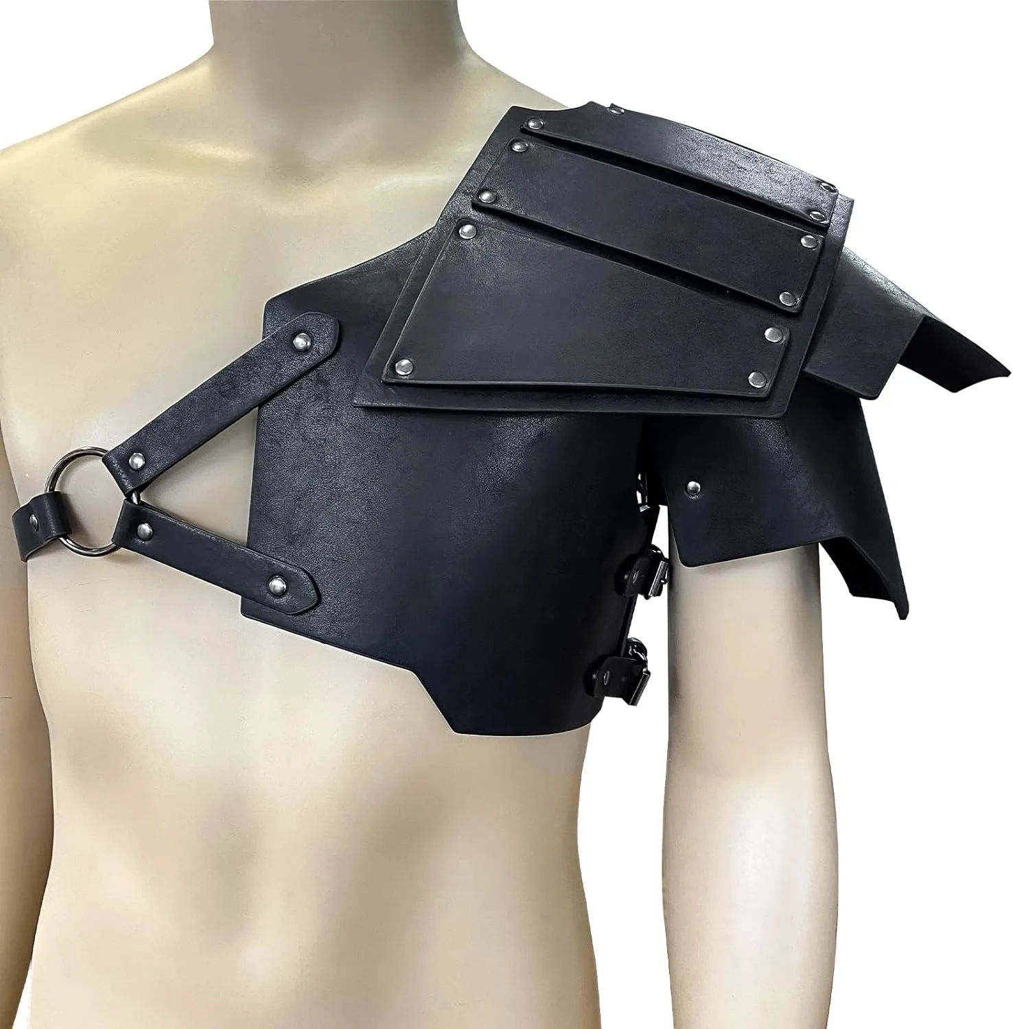 HiiFeuer Viking Faux Leather Single Pauldron Shoulder Armor, Retro Medieval Knight Shoulder Armor for LARP/Cosplay