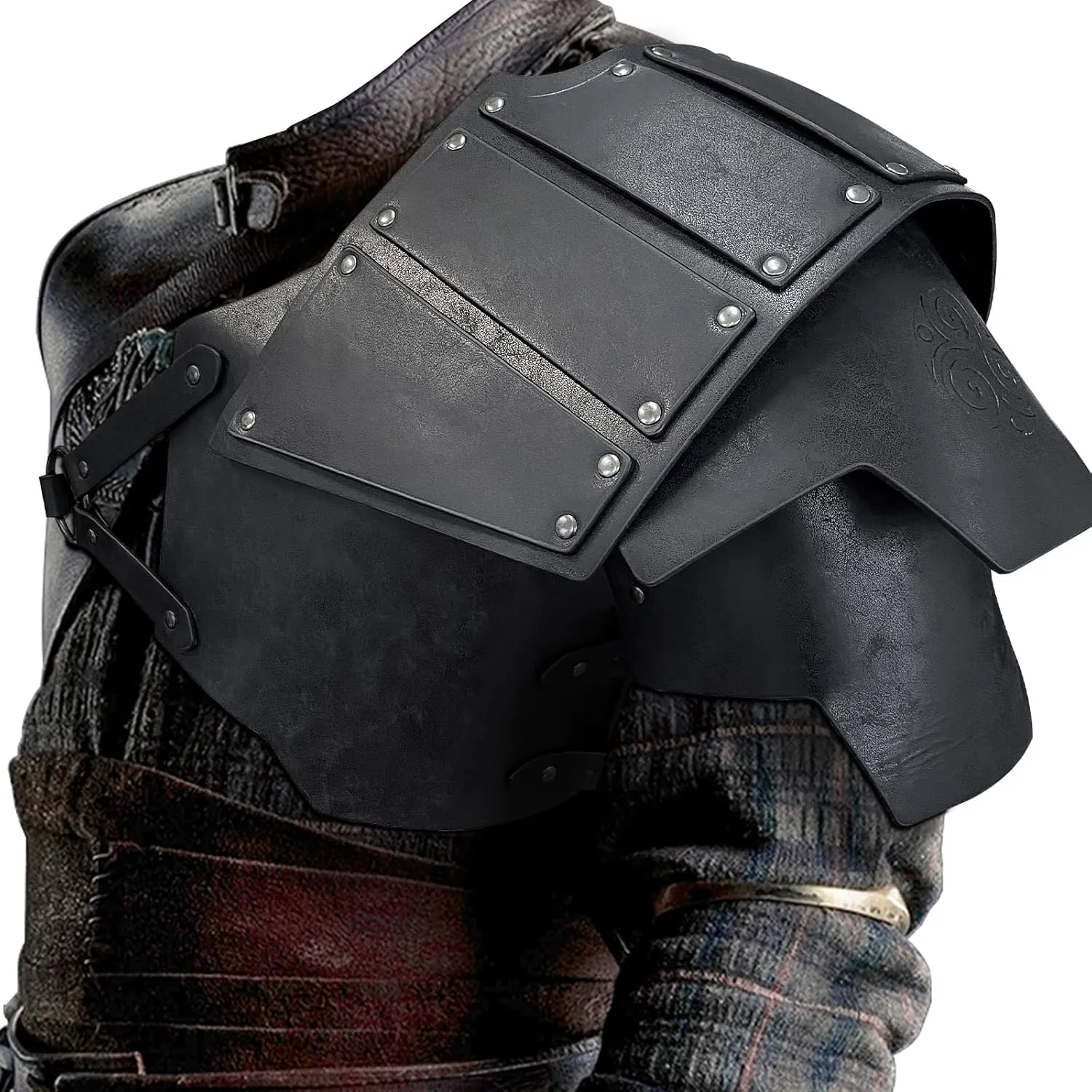 HiiFeuer Viking Faux Leather Single Pauldron Shoulder Armor, Retro Medieval Knight Shoulder Armor for LARP/Cosplay
