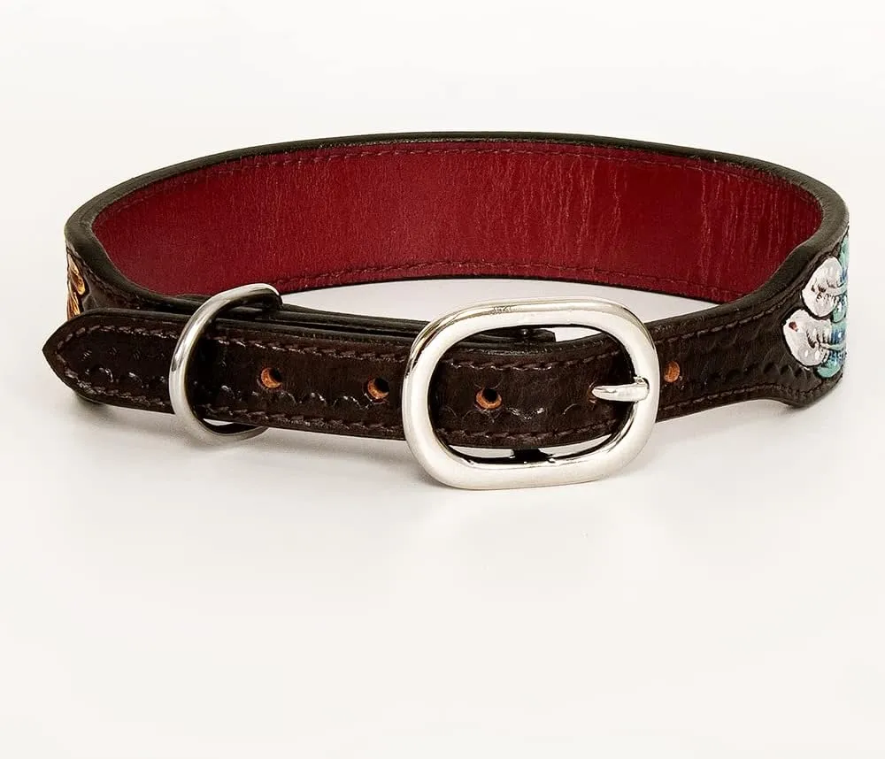 HILASON Brown Large Strong Genuine Leather Dog Collar Painted Large | Dog Collar | Leather Dog Collar | Painted Dog Collar