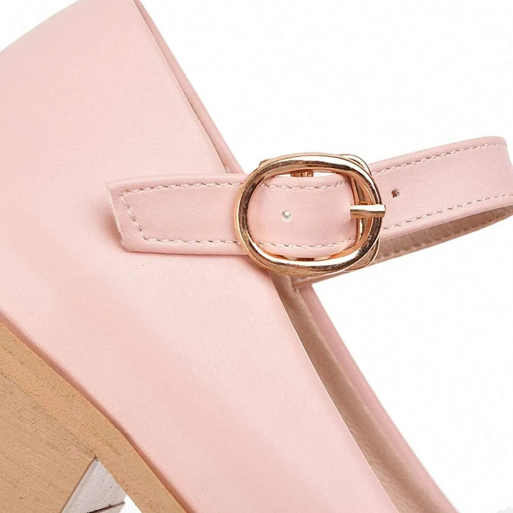 HILIB Woman's Middle Heel Vintage Lolita Shoes Cute Bowknot Mary Jane Shoes