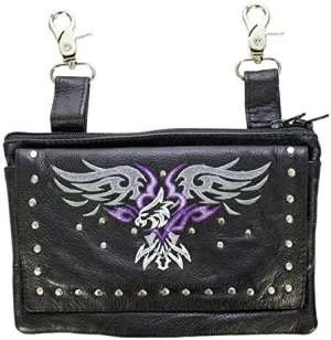 Hip Bag Purse with Purple/Gray Eagle and Studs