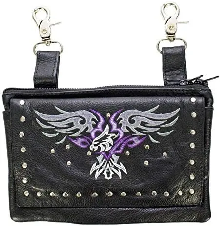 Hip Bag Purse with Purple/Gray Eagle and Studs