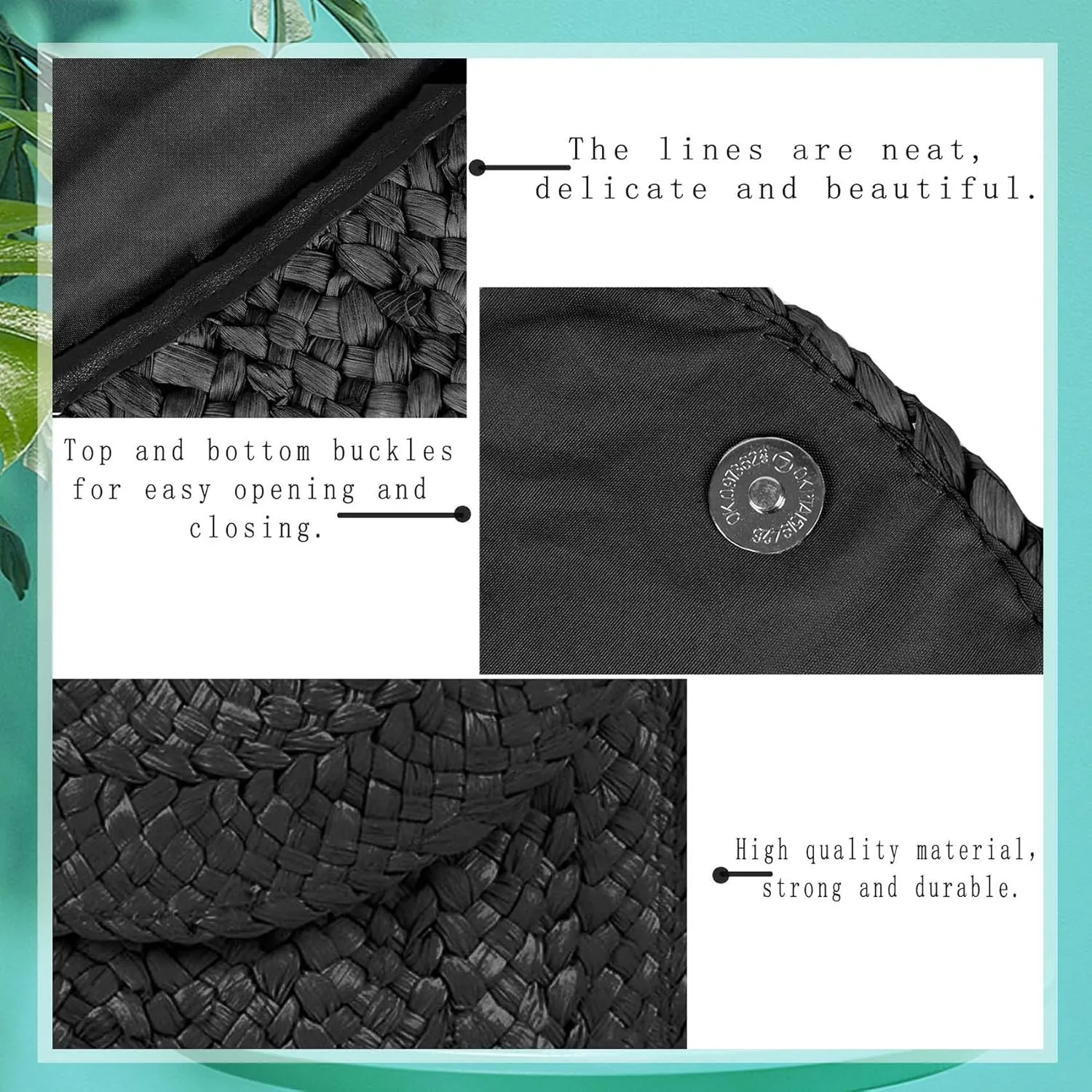 HJMND Women's Straw Clutch Woven Purse Summer Beach Bags Envelope Wallet Straw Bag