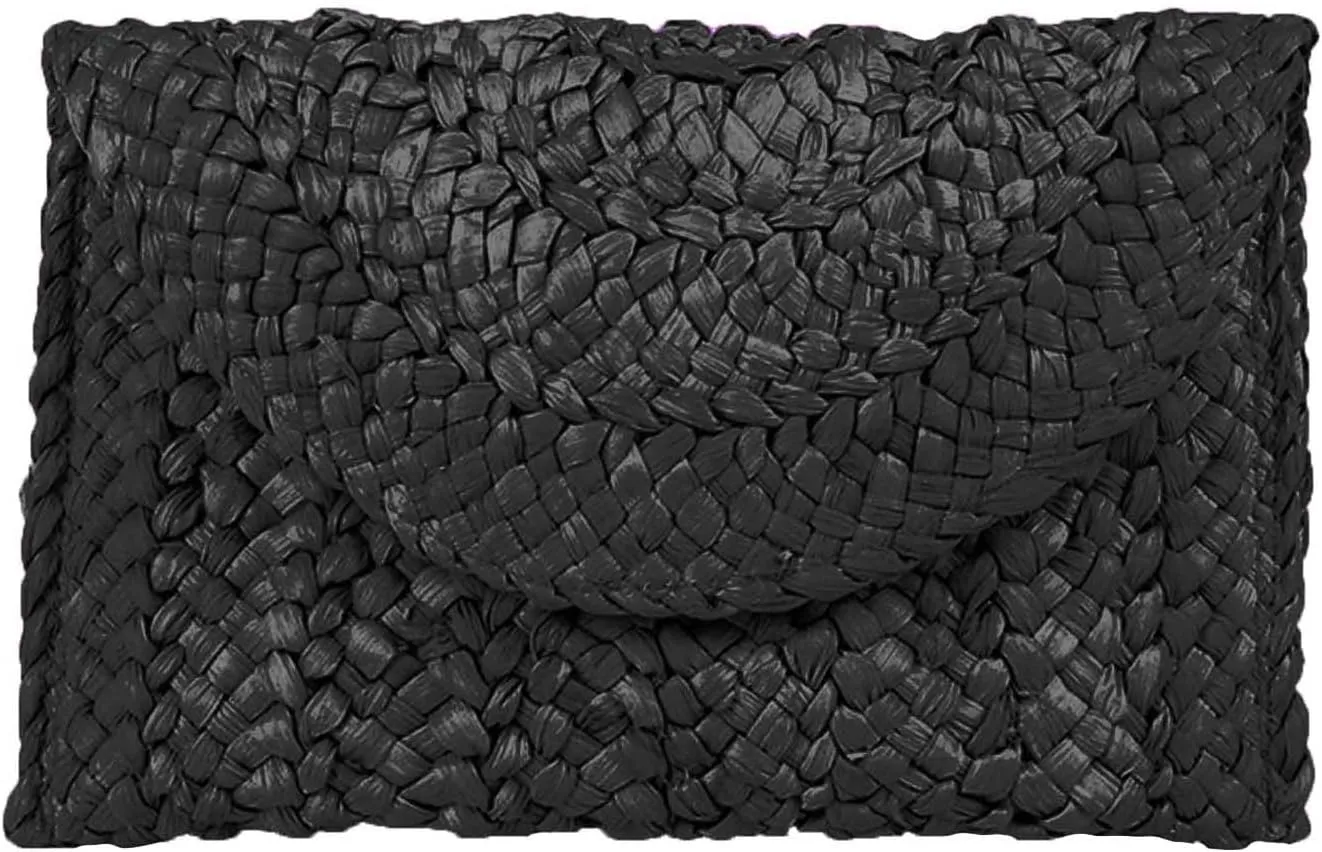 HJMND Women's Straw Clutch Woven Purse Summer Beach Bags Envelope Wallet Straw Bag