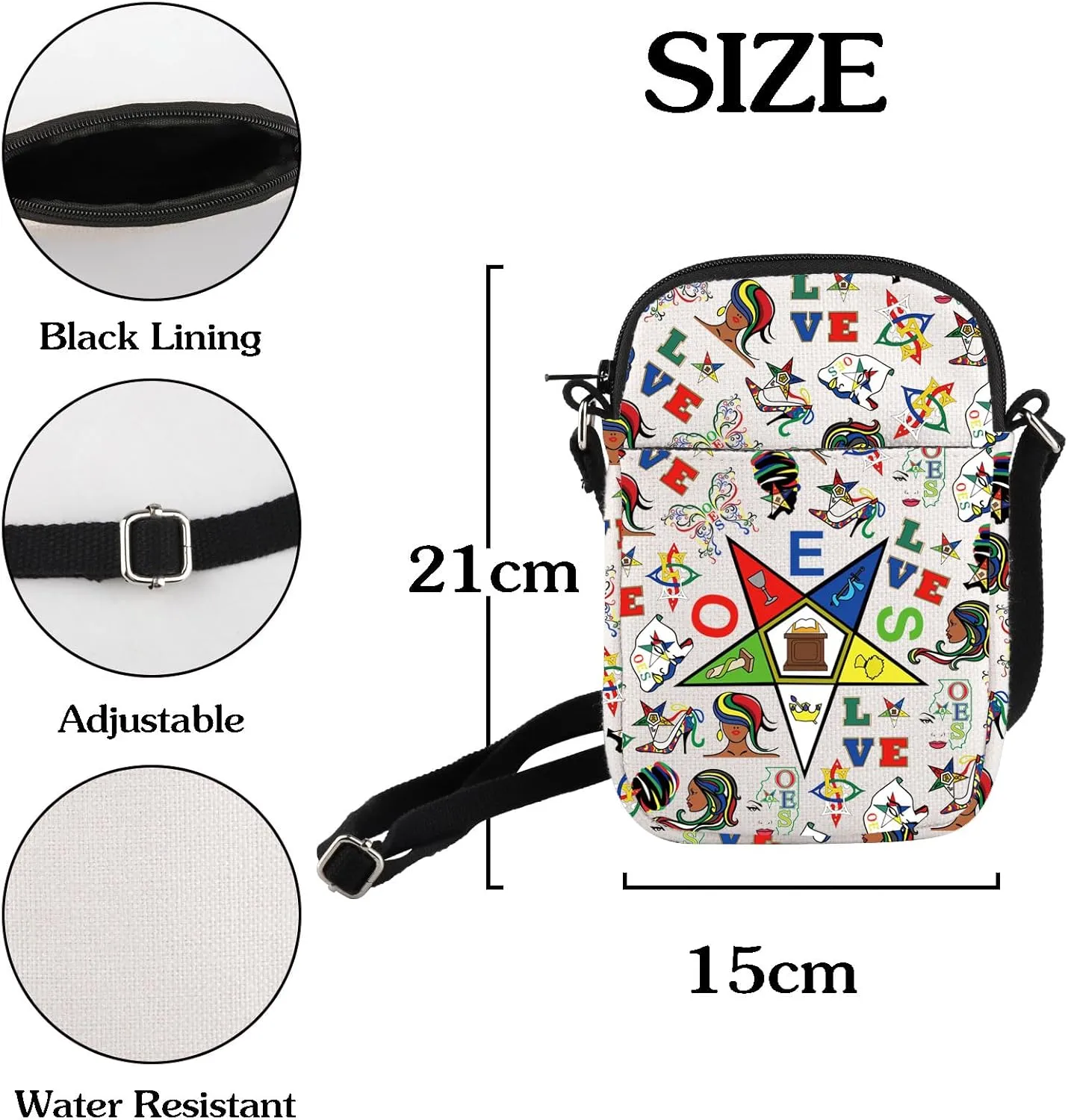 HOLLP OES Sorority Women Gift OES Crossbody Bag Destined to Shine Small Sling Bag