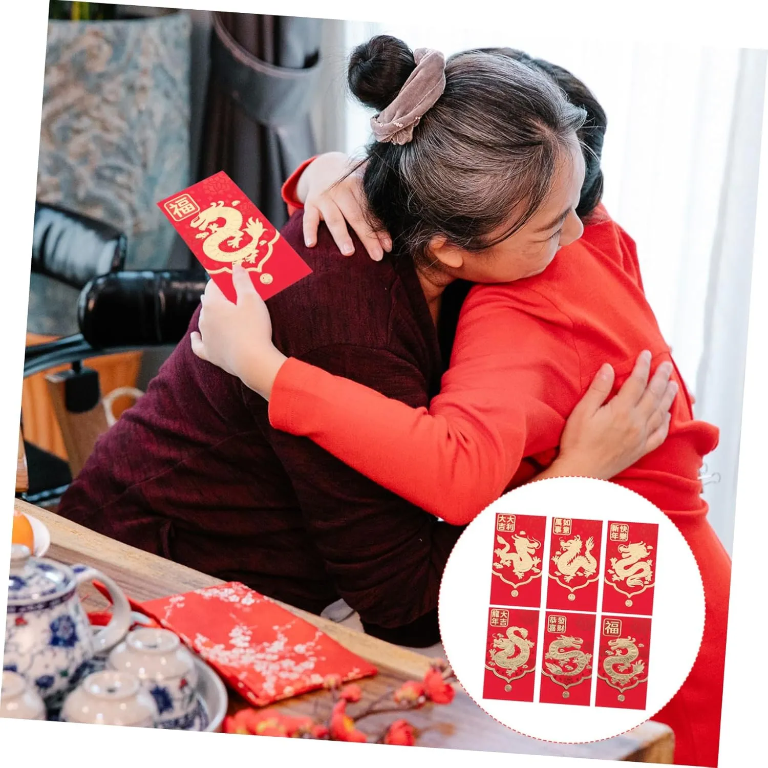 Home Seeker 30 Envelopes New Year Envelopes Red Money Pocket Year Dragon Red Envelope 2024 Money Bag Festival Red Envelope Dragon Pattern Envelope Wallet 3D Paper Home Pool