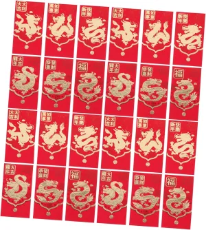 Home Seeker 30 Envelopes New Year Envelopes Red Money Pocket Year Dragon Red Envelope 2024 Money Bag Festival Red Envelope Dragon Pattern Envelope Wallet 3D Paper Home Pool