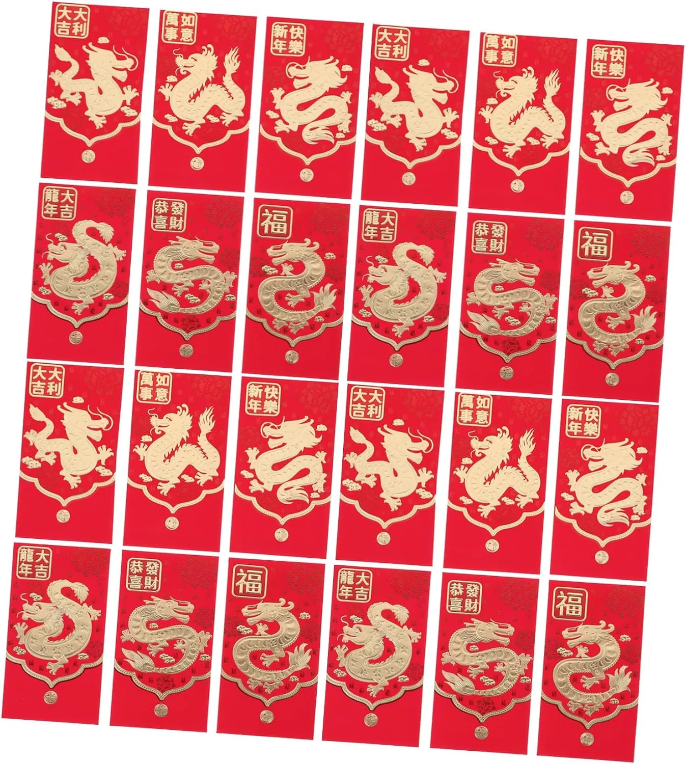 Home Seeker 30 Envelopes New Year Envelopes Red Money Pocket Year Dragon Red Envelope 2024 Money Bag Festival Red Envelope Dragon Pattern Envelope Wallet 3D Paper Home Pool