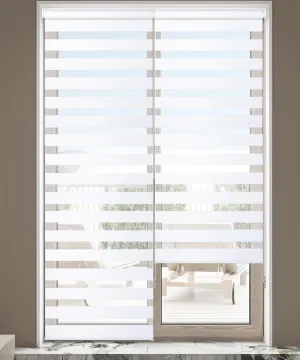 Homebox Blinds for Indoor Windows, Zebra Blinds, French Door Blinds 90" Length Light Filtering Dual Layer Roller Sheer Shades, 25.5" W x 90" H White, 2 Panels