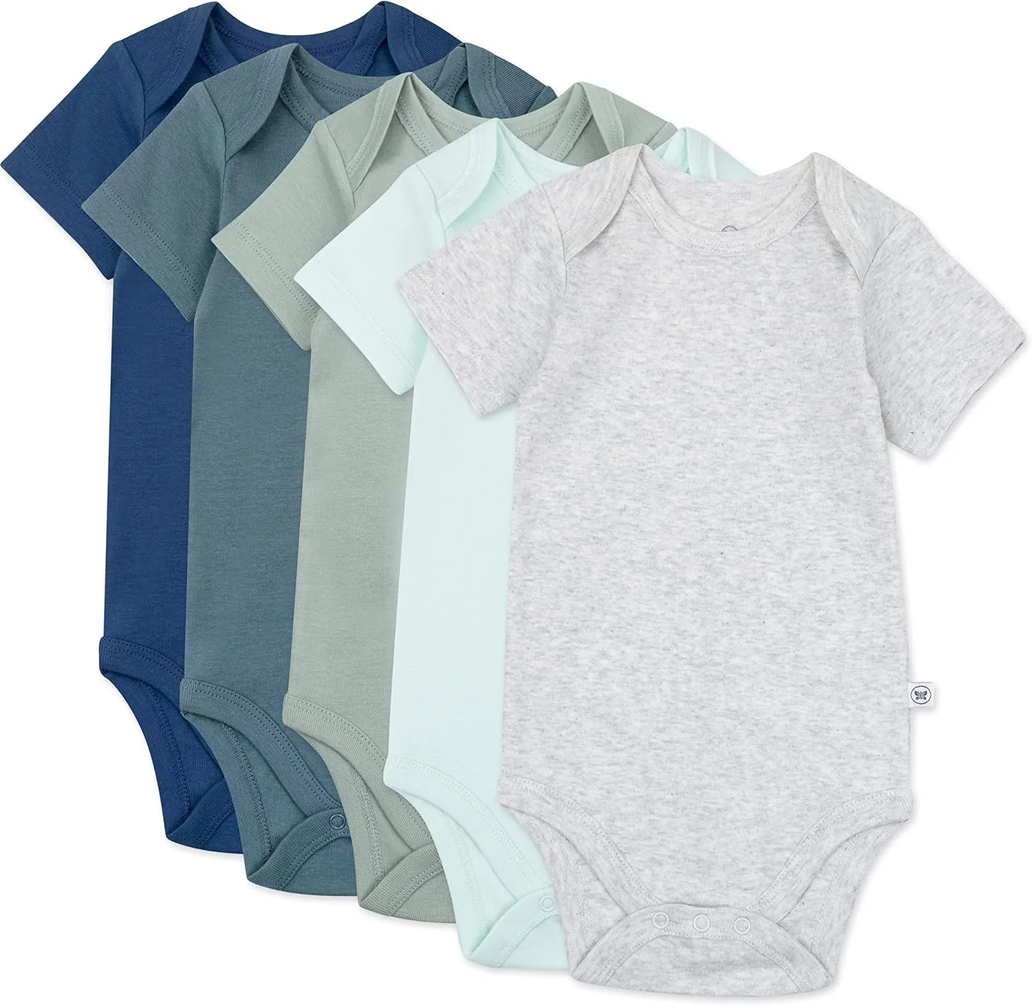 HonestBaby 5-pack Short Sleeve Bodysuits One-piece 100% Organic Cotton for Infant Baby Boys
