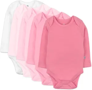 HonestBaby Baby Girls' 5-pack Long Sleeve Bodysuits One-piece 100% Organic Cotton for Infant Baby Girls', Unisex