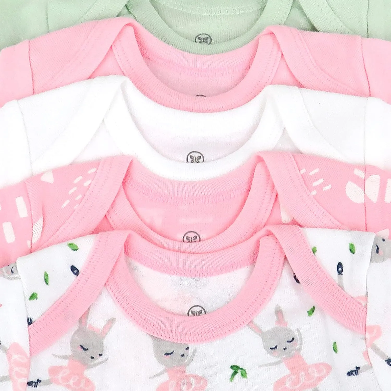 HonestBaby baby-girls 5-pack Short Sleeve Bodysuits One-piece 100% Organic Cotton for Infant Baby Girls