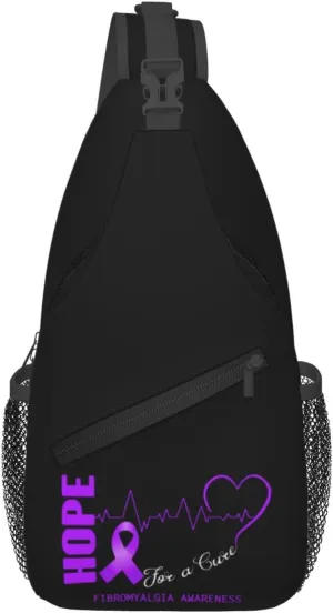 Hope For A Cure Fibromyalgia Awareness Crossbody Bags For Women Men Chest Backpack Gym Shoulder Bag Travel Outdoor Sports Casual Crossbody Bags