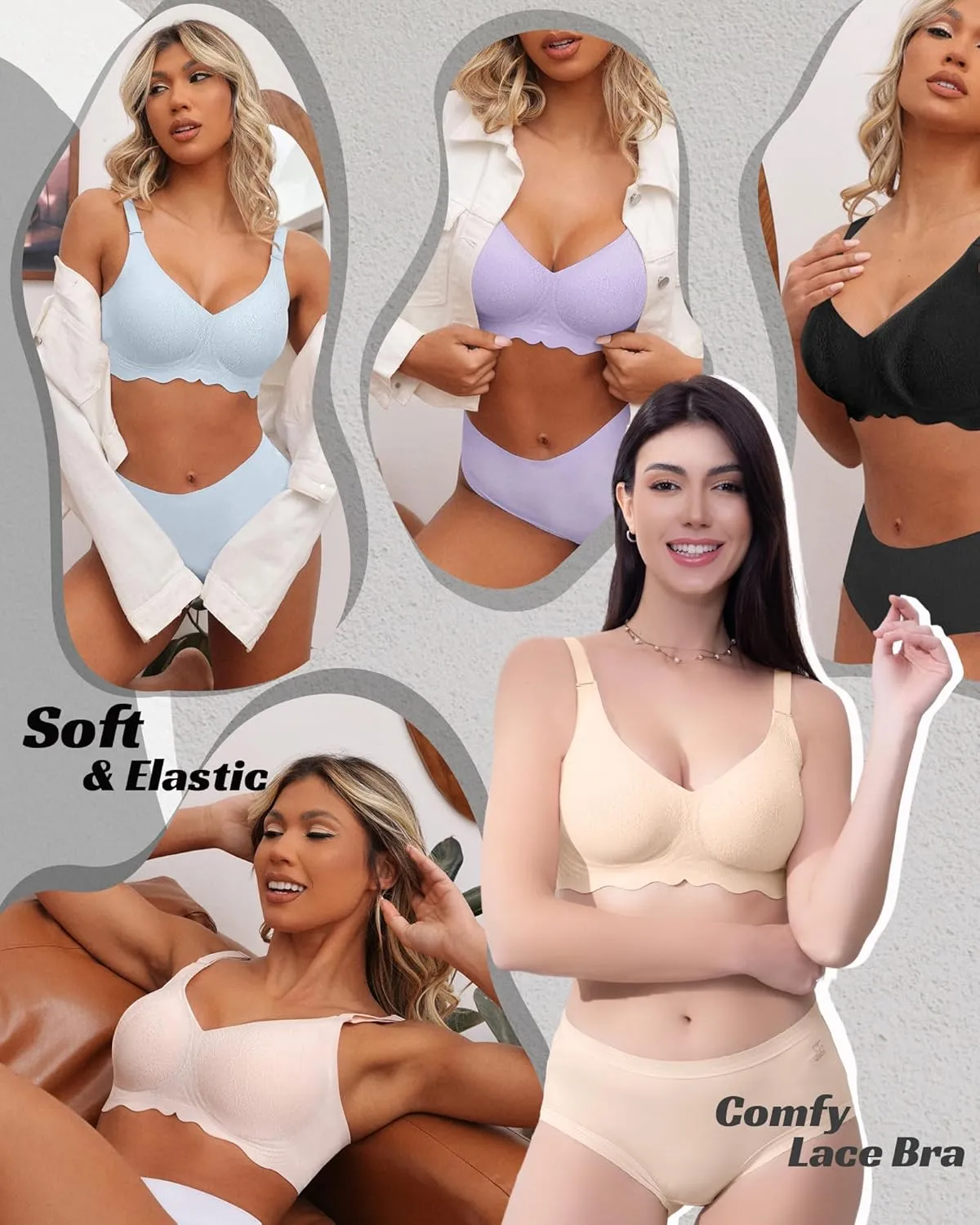 HORISUN Comfortable Wireless T Shirt Bra Seamless No Show Full Coverage Bras for Women