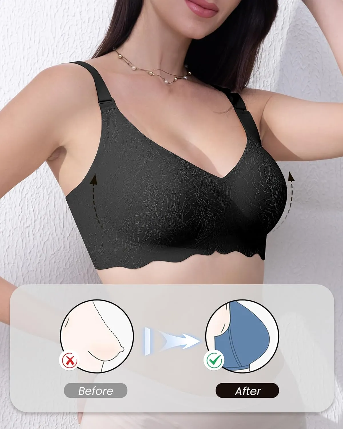 HORISUN Comfortable Wireless T Shirt Bra Seamless No Show Full Coverage Bras for Women