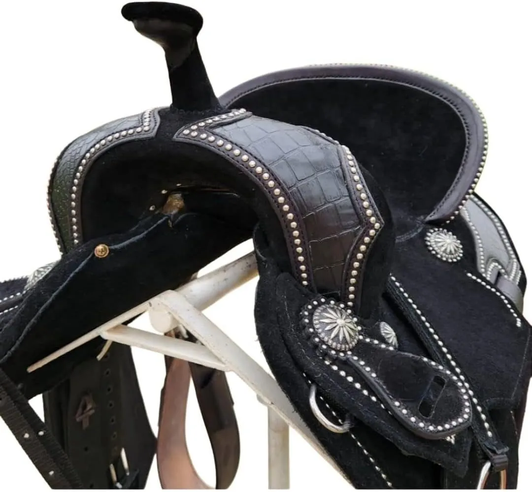 Horse Saddle Barrel Racing Western Wooden Tree Handmade Premium Leather Comfort Horse Trail Equestrian Tooled Carved Horse Riding Saddle Size: 10"-18 inches Seat Available, FS13