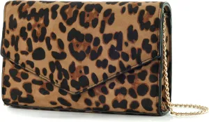 HOXIS Leopard Print Envelope Evening Clutch Women Chain Shoulder Bag